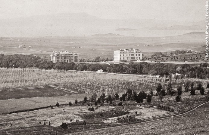 CalBearsHistory's tweet photo. On September 24, 1873, classes were held for the first time on the University of California's brand new campus in Berkeley. @Cal students arrived that morning for lectures at the only two campus buildings: South Hall and the still unfinished North Hall. https://t.co/td4MRMpS4r