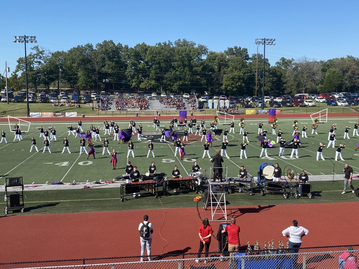 DrSherp's tweet photo. Wow! The Marching Warriors just killed it to close out the wonderful Music on the Meramec Band Festival. What a show! @FoxC6Schools @foxc6super @FoxC6Secondary https://t.co/ETLHxDhs2w