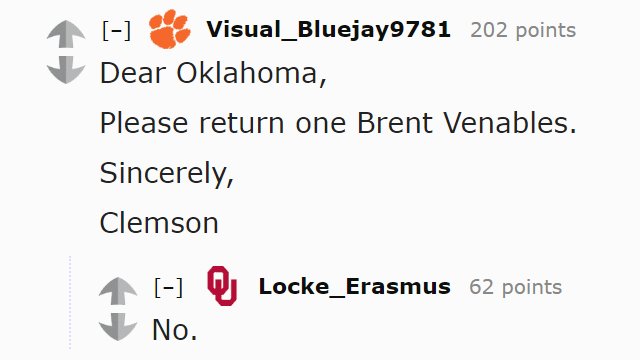 RedditCFB's tweet photo. No harm in asking! 😅 https://t.co/43pvf0ojDS