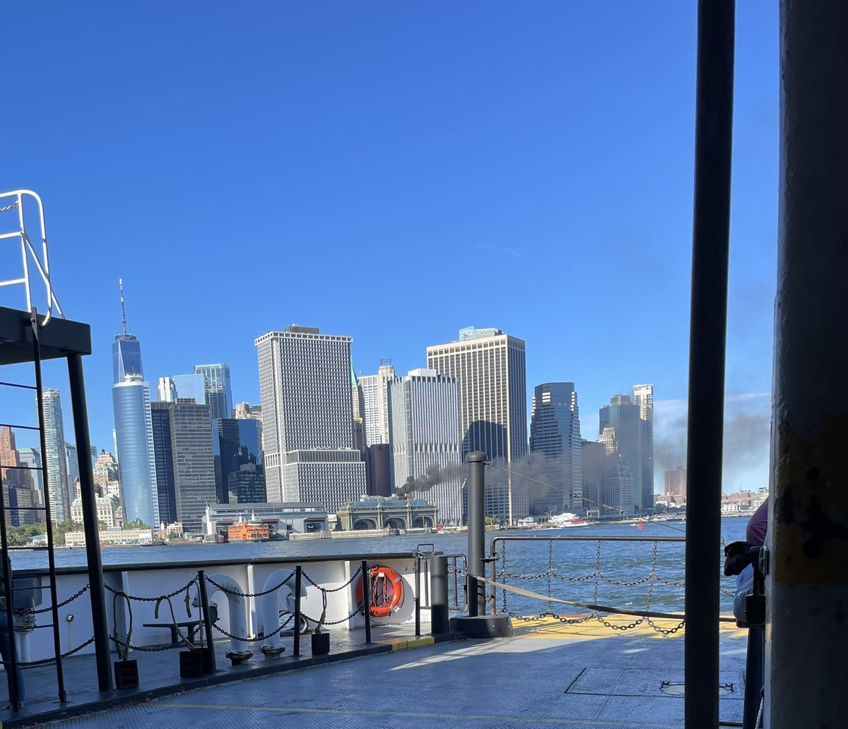 Bad fire in Cipriani’s on top of ferry building - stuck on Governors Island watching. Hope everyone is ok.