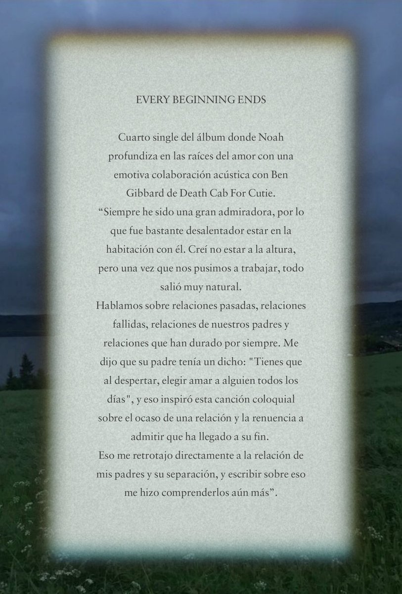 luniverfike's tweet photo. 4) EVERY BEGINNING ENDS
Historia/Comentarios y letra.
#NoahCyrus #TheHardestPart #HardestPart https://t.co/ZacrV8hXyy