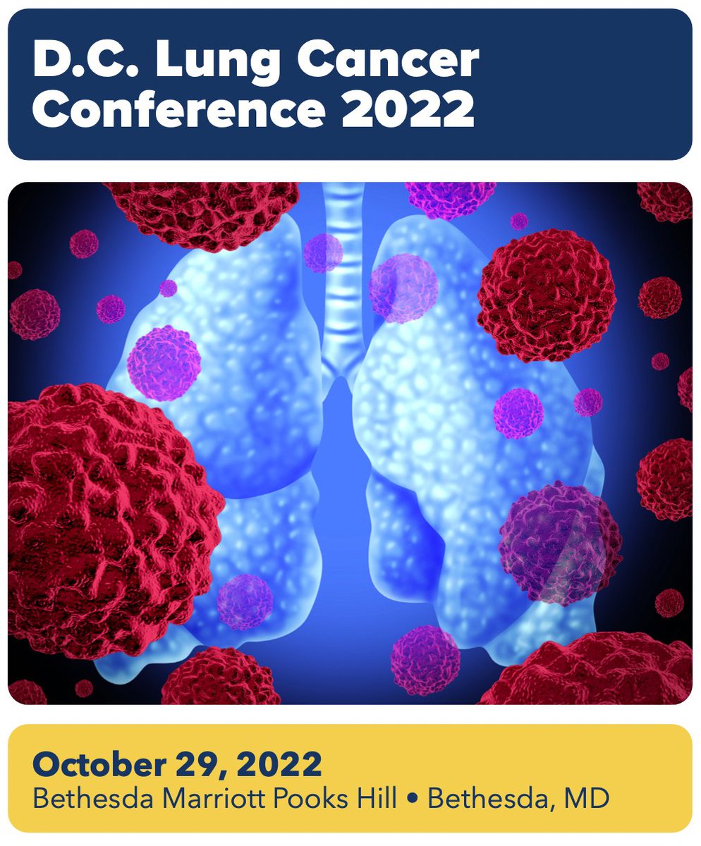 Join us on Saturday October 29, 2022 for #DCLung22 to hear the latest updates in lung cancer management. This one-day @IASLC endorsed event in Bethesda, MD offers #CME, ANCC, ACPE, IPCE credits and features a stellar multi-disciplinary faculty roster! 

medstarhealth.org/lung2022