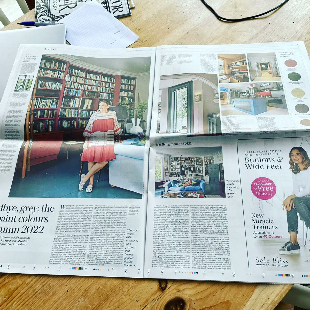 Thrilled to see Joa Studulme getting good coverage (paint joke) in @Telegraph today talking about the new @FarrowandBall colours launching next Thursday!  #farrowandball #11FaBcolours