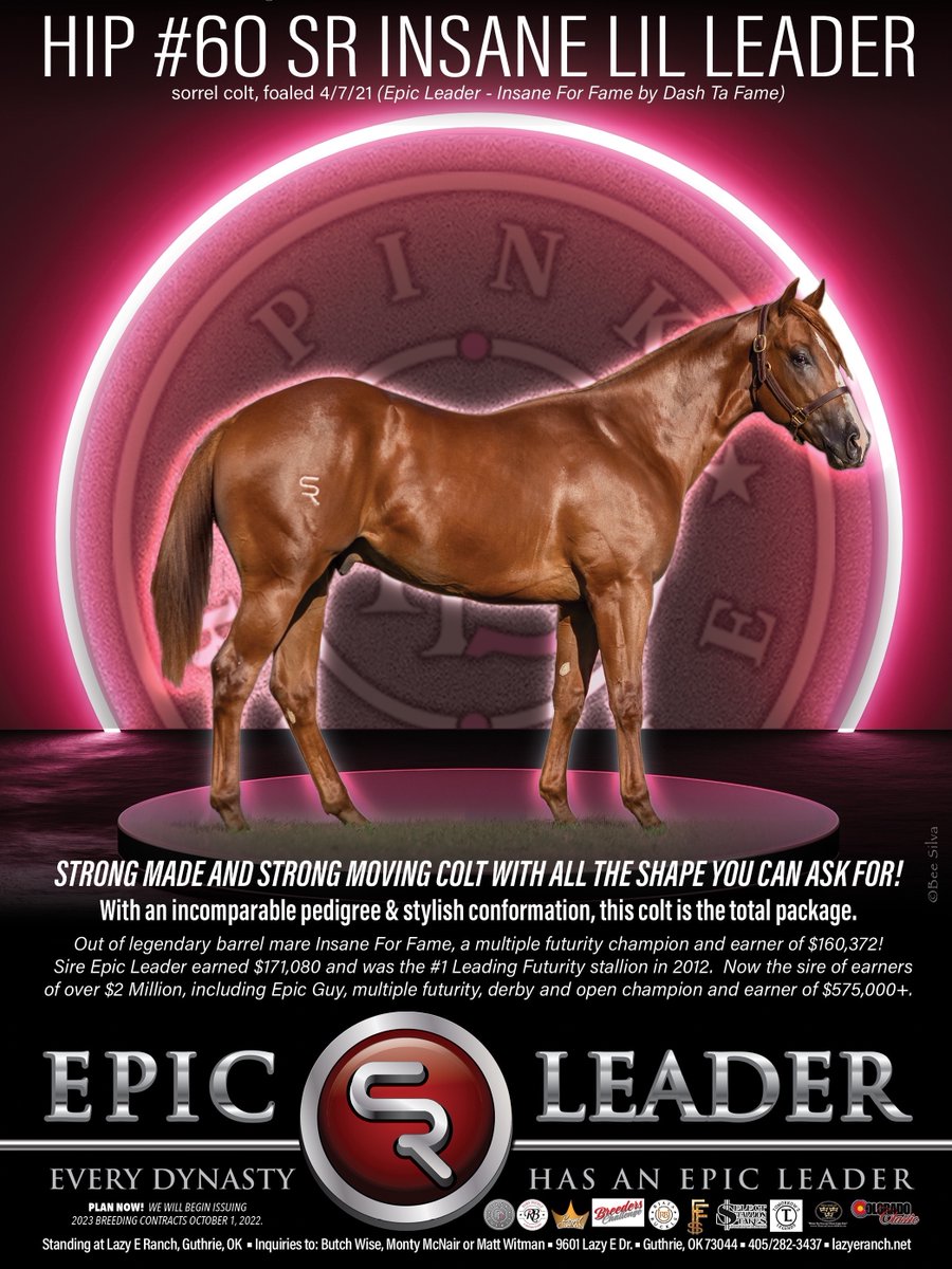 Check out this EPIC LEADER yearling selling at the 2022 Pink Buckle Stallion Owners Select Sale!  See catalog page HERE:  online.pubhtml5.com/ndzz/sdeh/#p=1…