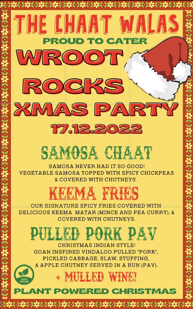 We know, we know! It’s September &amp; the C word shouldn’t be spoken! However we are looking forward to the <a href="/wrootrocks/">Neil Sanderson</a> Christmas party this year! Old Faves on the menu &amp; our new FOR Christmas only Pulled Pork Pav! If you’re looking for plant powered Xmas party catering DM us 🌱🌶️🎄