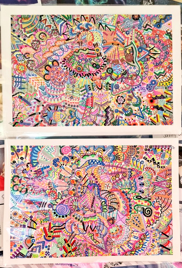 oddyorke's tweet photo. My 2 most recent work together. I like the mixed lines conpared to earlier work. #scottishartist #abstractart #UVart #modernart #creativemindart #freehand https://t.co/SVeisJRCni
