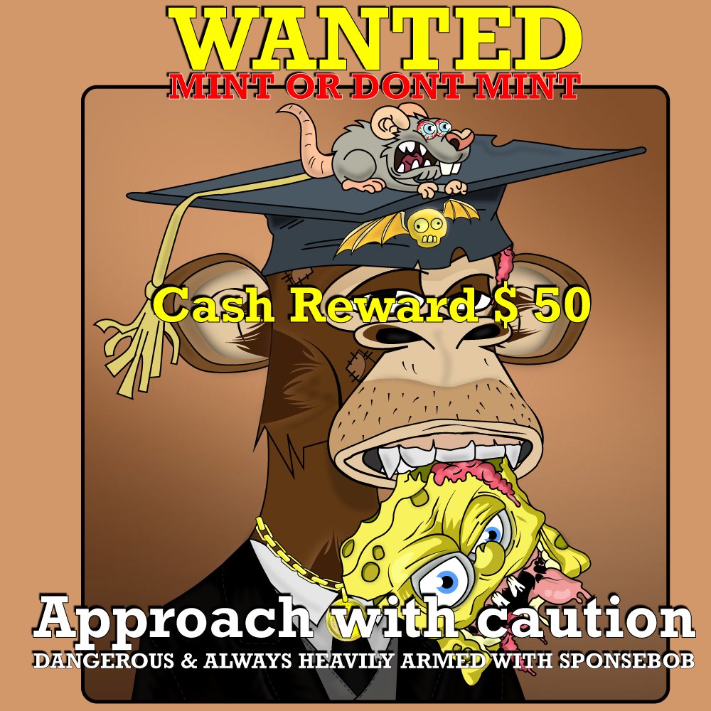 BadAssZombieApe's tweet photo. 🎁$50 in $ETH Bounty🎁

RT + Tag Friends

Mint a @BadAssZombieApe and capture this legendary with perks and utility mint price is : 0.00888 

#NFTCommunity #ETH #Bounty #SpongeBob #BAZA https://t.co/NfE39Te8jf