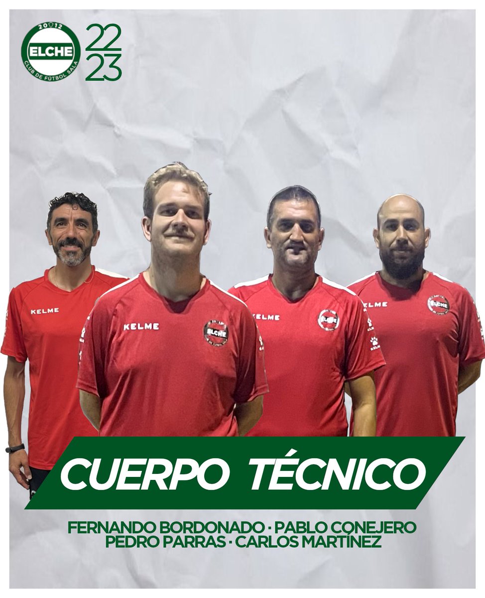 👨🏼‍🏫⚽️ 𝘾𝙐𝙀𝙍𝙋𝙊 𝙏𝙀𝘾𝙉𝙄𝘾𝙊 𝘌𝘊𝘍𝘚 💚🤍

✅ <a href="/PabloConejero/">Pablo Conejero</a>, entrenador
✅ Pedro Parras, 2º entrenador
✅ <a href="/CarlosMH87/">Carlos Martínez</a>, preparador físico
✅ <a href="/FBordonado/">Fernando Bordonado</a>, delegado

¡Pablo y los suyos dirigirán una temporada más al #ElcheCFS!