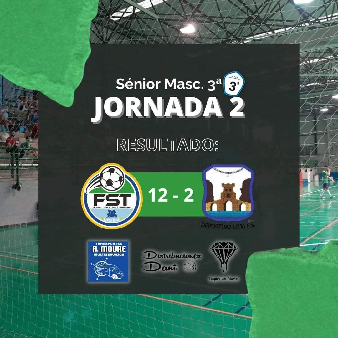 FSTorremolinos's tweet photo. El Suspire FS Torremolinos gana en su debut en casa al Deportivo Loja por 12-2 que le coloca por ahora en el liderato de la Tercera División.

⚽⚽⚽ Joseillo 
⚽⚽⚽ Espinosa Jr.
⚽⚽ Walid 
⚽ Barti
⚽ J. Camarero
⚽ Sergio
⚽ Isma https://t.co/wetYIvyJaH