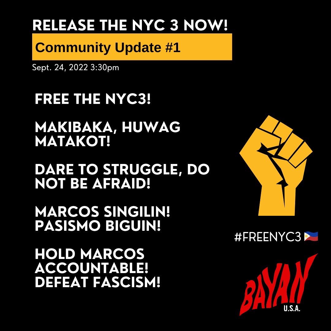 anakbayanqueens's tweet photo. #FreeNYC3 #MarcosMagnanakaw #DefeatFascism #ActivismIsNotACrime https://t.co/dJmBiNQyK9