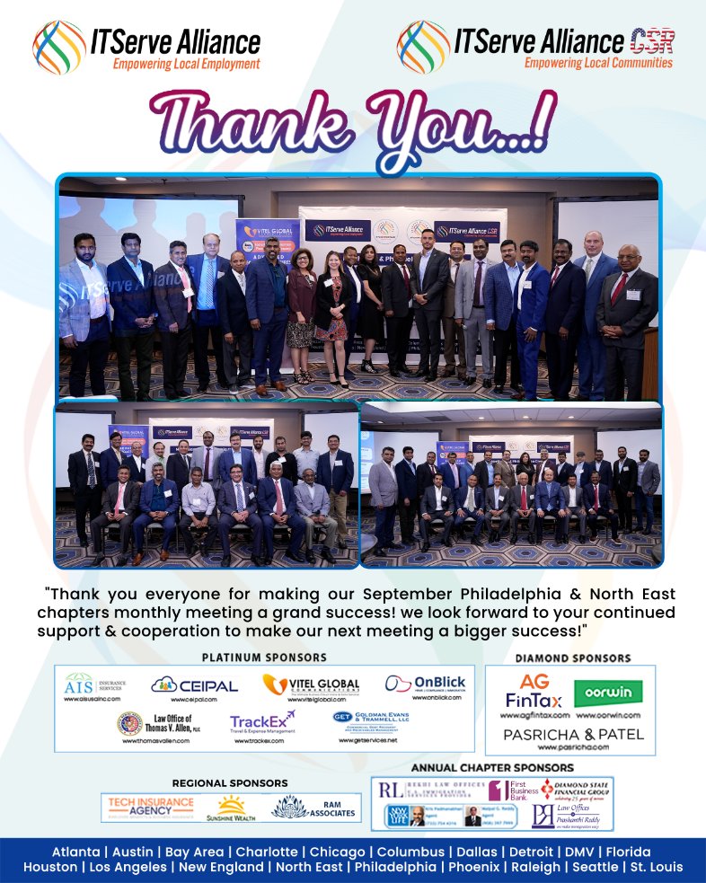 ITServeorg's tweet photo. #TeamPhiladelphia &amp; #TeamNorthEast Would like to thank our members who attended and graced September monthly meeting.

Thanks to all core team members from #Philadelphia, and #Northeast for working hard to make this event a grand success. https://t.co/kKzMx1cyu3