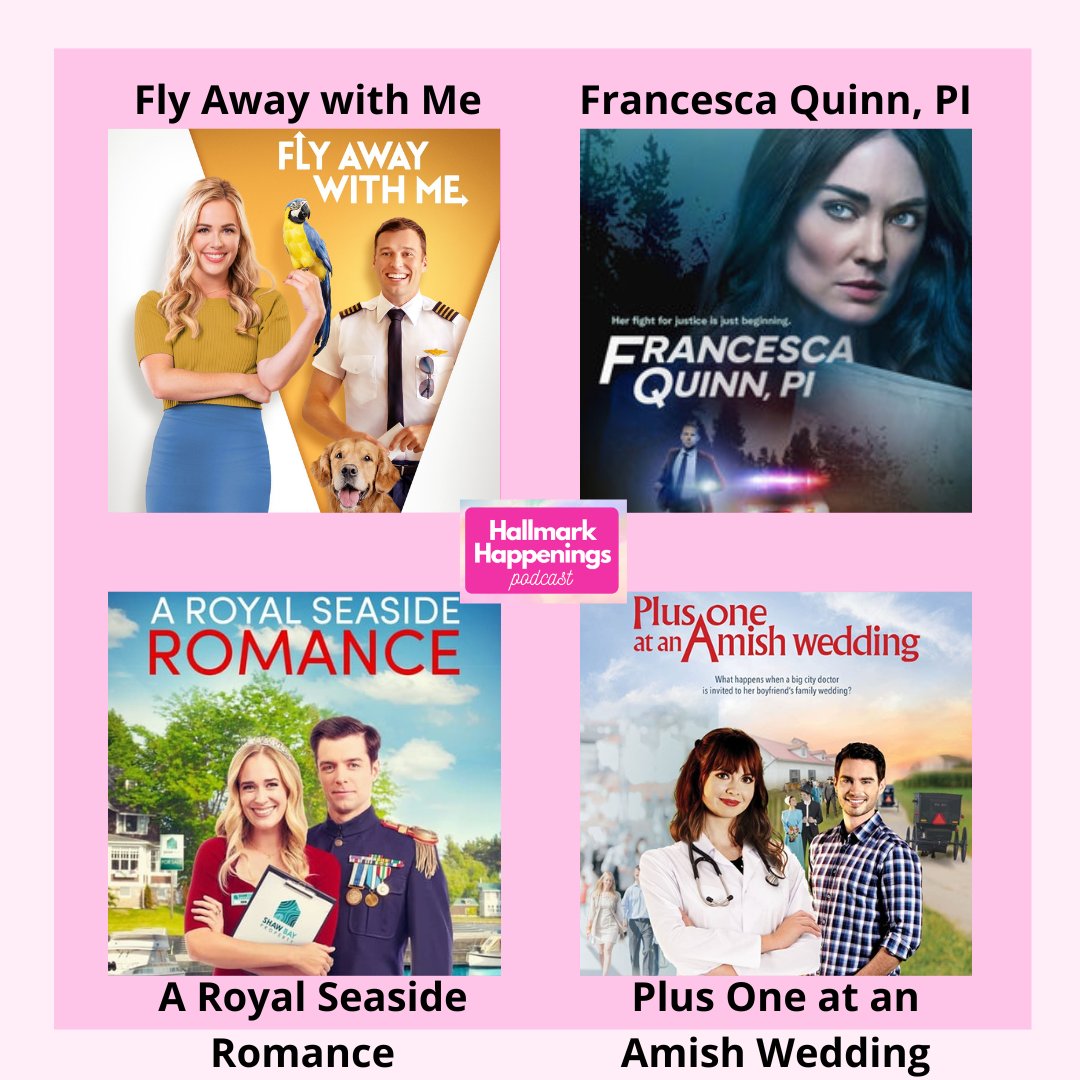 🍿4 movies airing this weekend! 
.
🦜#FlyAwaywithMe on @hallmarkchannel  
🕵️‍♀️ #FrancescaQuinnPI on @hallmarkmovie  
💒#PlusOneatanAmishWedding on @UPtv  
👑#ARoyalSeasideRomance on @GAfamilyTV  
.

 #nataliehall  #dylanbruce #brittanybristow #danjeanotte #petermooney #hallmark