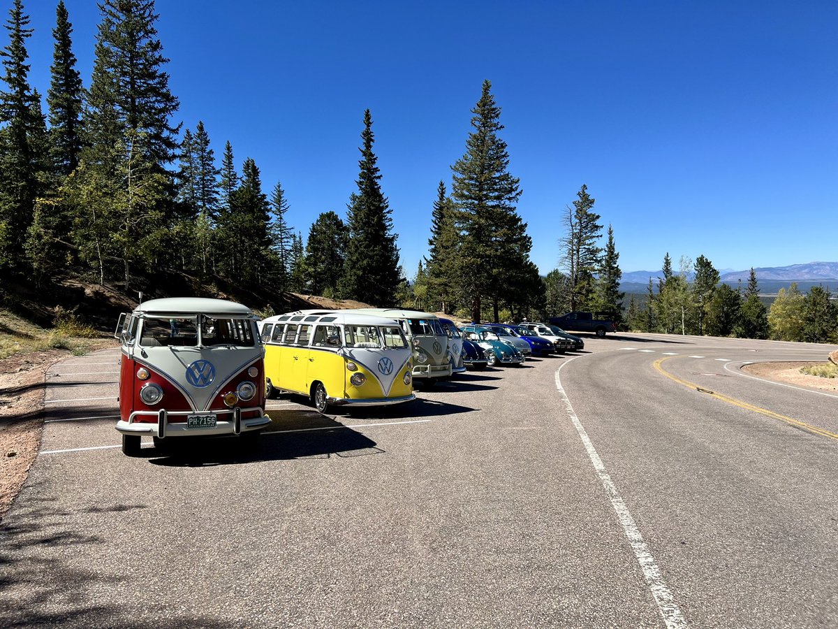 mraible's tweet photo. Drove #HefeTheBus up Pikes Peak with @TrishPhoto today and the local VW community. Such a beautiful day! βοΈ #vwbus #vwec https://t.co/fHij3BWz29