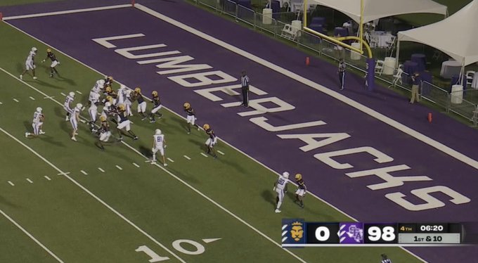 Stephen F Austin routs NAIAs Warner 98-0 scores 13 TDs takes knee on  final 2-point conversion - alcom