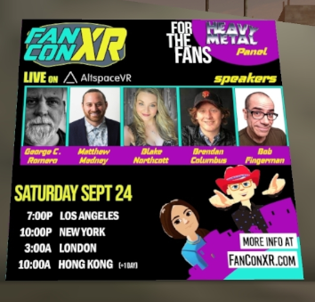 FanConXR's tweet photo. Right now!
The #FanConXR @HeavyMetalInk After Dark panel w/ @matthewmedney (CEO Heavy Metal) @BlakeNorthcott (Arena Mode) @BrendanColumbus (Savage Circus) @JeromyDeChant

Visit https://t.co/nG1Tt5CNer to join in the fun!

#Comics #Comicbooks #VR #VirtualReality #HeavyMetal https://t.co/vOCRFxEX2D