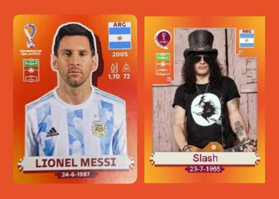 slash_arg's tweet photo. Las figuritas del album #Qatar2022 mas dificil de encontrar #LeoMessi y @Slash el segundo juega este Viernes 30 de Septiembre en stadium River Plate @revelationmgmt @vidalito05 RnFnR! iii]; )' 🇦🇷🎩🤟 https://t.co/7l5MmmGrcL