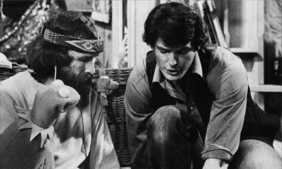 Christopher Reeve and Jim Henson on the set of the Happy birthday Jim 