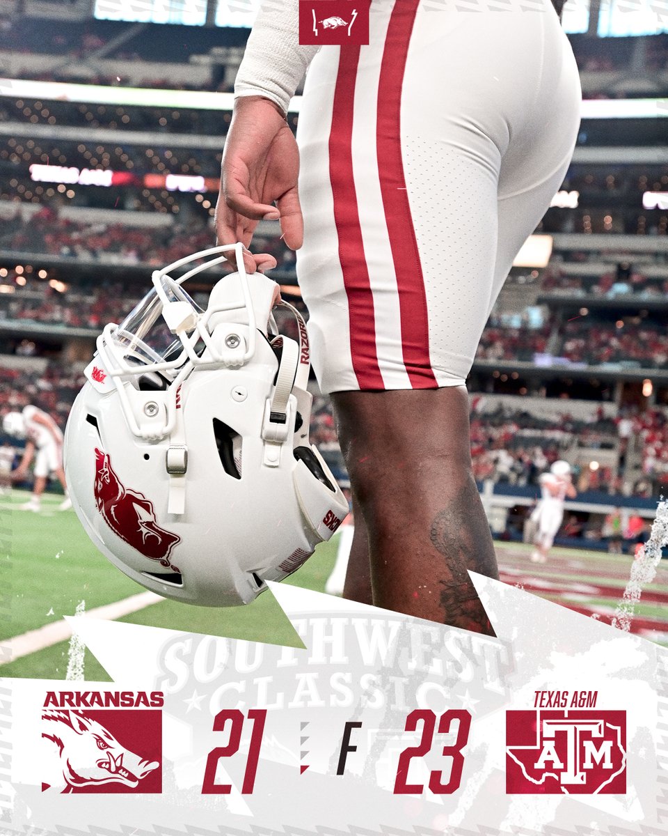 RazorbackFB's tweet photo. Final from Arlington https://t.co/gNx9Hu3evV