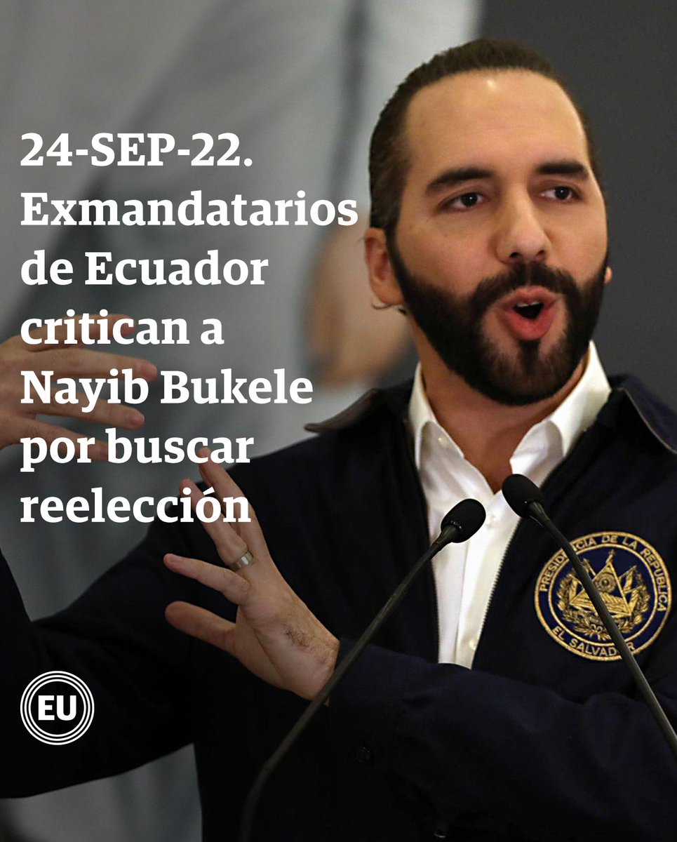 eluniversocom's tweet photo. El presidente de El Salvador criticó  una carta firmada por Jamil Mahuad, Lucio Gutiérrez y Osvaldo Hurtado así como otros expresidentes iberoamericanos, en la que se insta a la OEA a tomar acciones por la intención del salvadoreño de reelegirse. ► https://t.co/A6ObZnkMau https://t.co/4e0g3SCpKR