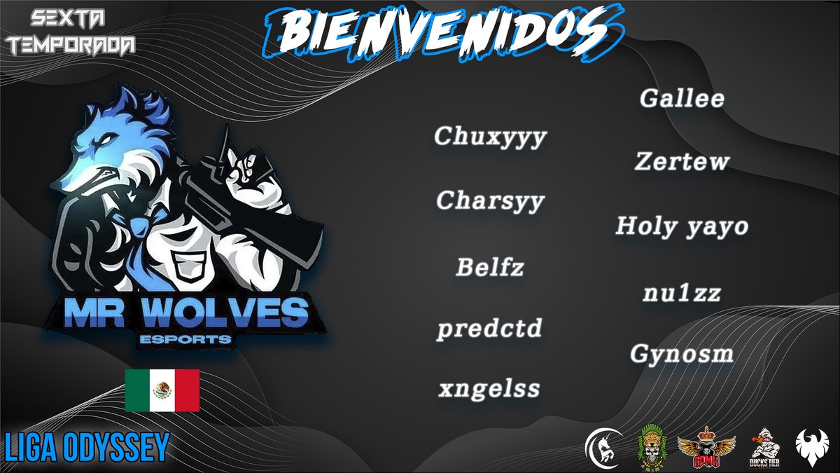 LigaOdysseyOf's tweet photo. Bienvenidos!!
Le damos la bienvenida y presentamos a los ultimos equipos inscritos para nuestra sexta temporada de @Rainbow6Game en @LigaOdysseyOf

- #MrWolves
- #NexxusEsports
- #PalitosGaming
- #Sentinels https://t.co/gKPQaUEgCn