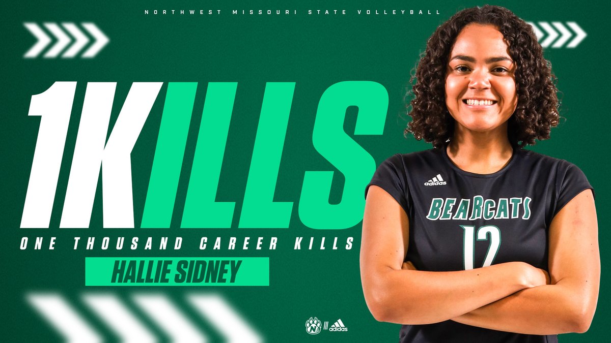 NWBearcatVB's tweet photo. Congrats to @NWBearcatVB's Hallie Sidney on securing her 1,000th career kill in today's 3-0 win at Missouri Southern. Sidney has posted 1,003 career kills. https://t.co/VqMThEdaXW