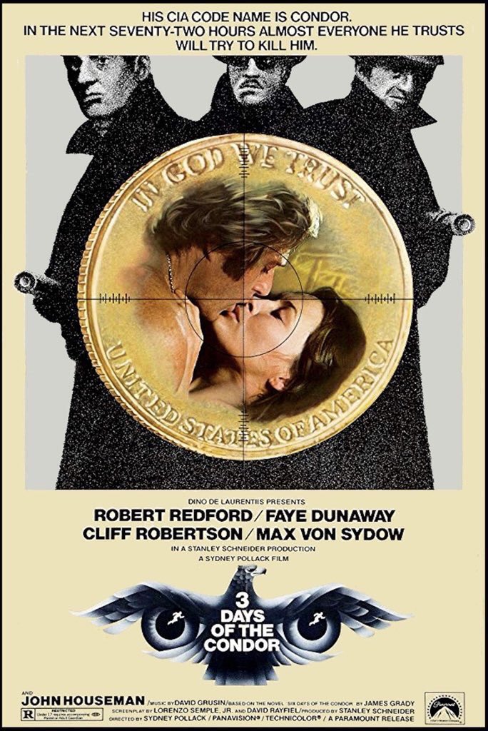 FilmNewsNos's tweet photo. 🎬MOVIE HISTORY: 47 years ago today, September 24, 1975, the movie ‘Three Days of the Condor’ opened in theaters!

#RobertRedford #FayeDunaway #CliffRobertson #MaxVonSydow #JohnHouseman #AddisonPowell #WalterMcGimm #TimChen #DianeKane #JessOun #SydneyPollack https://t.co/d0ftEWGaR0