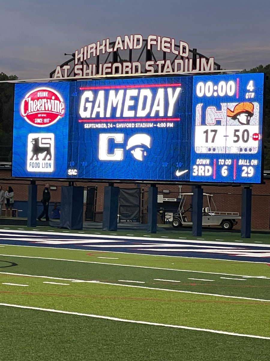 TusculumSports's tweet photo. Winning scoreboard for @TusculumFB as the Pioneers win 50-17 at Catawba #PioneerUP https://t.co/eOCjEilOPr