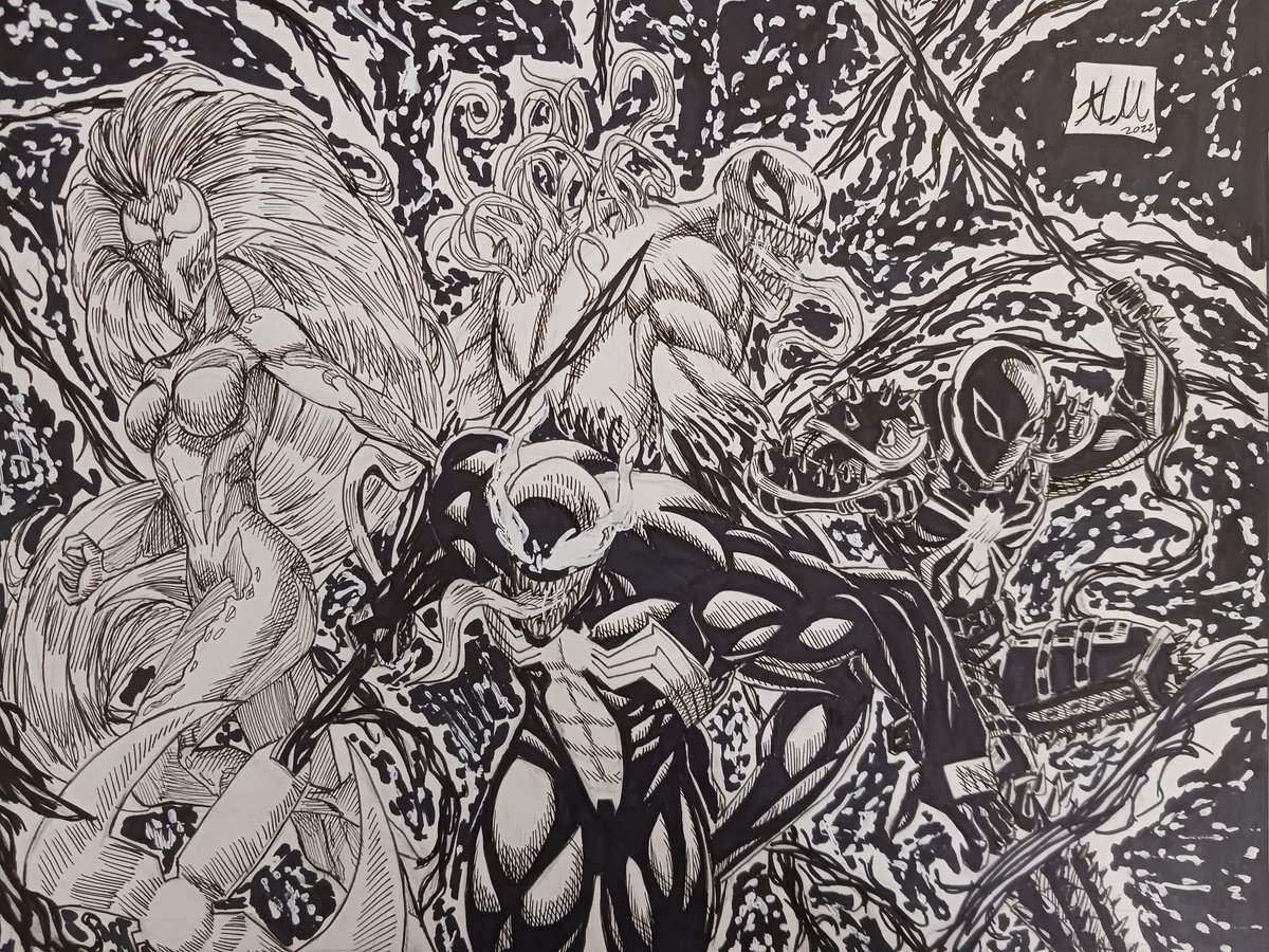 AustinLeeDraws's tweet photo. Symbiotes Final Ink Artwork 🎨. 

Here is the final artwork with the inks. 
Like, rt and share with friends.

#venom #toxin #agentvenom #Slience #marvel #comics #marvelcomics #comicart #art #ink https://t.co/wT81nUuU8K