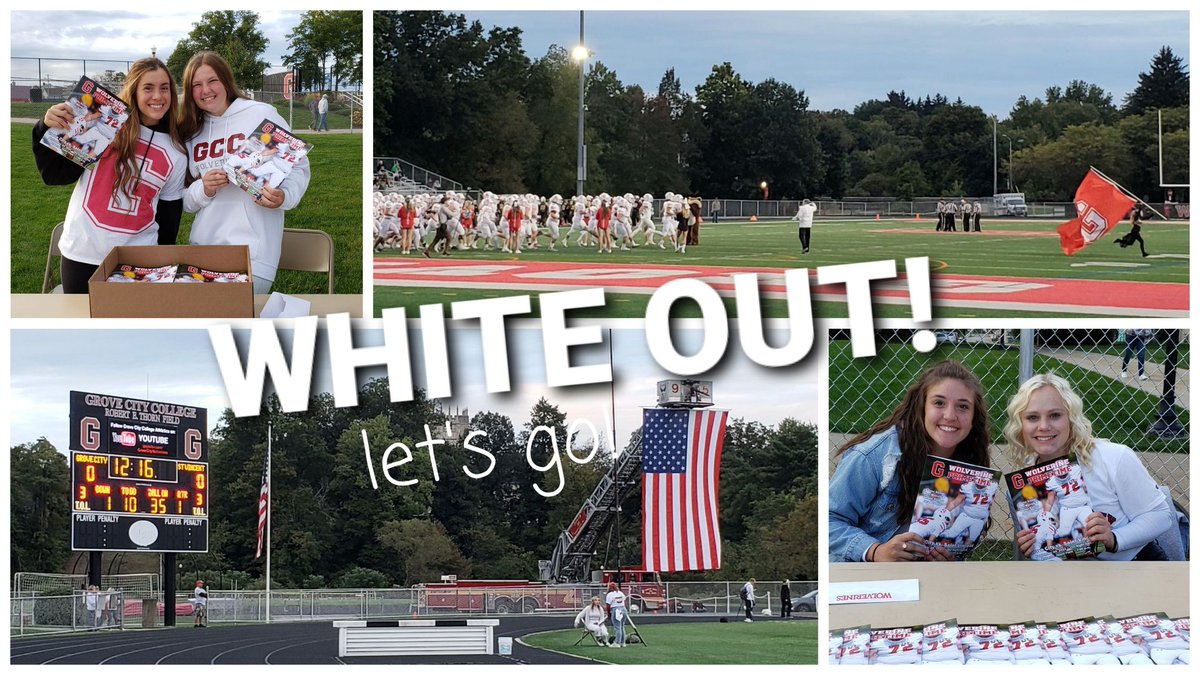 Let's go <a href="/GCC_FB/">Grove City Football</a>!
Night game, white out, fireworks!? Yes.