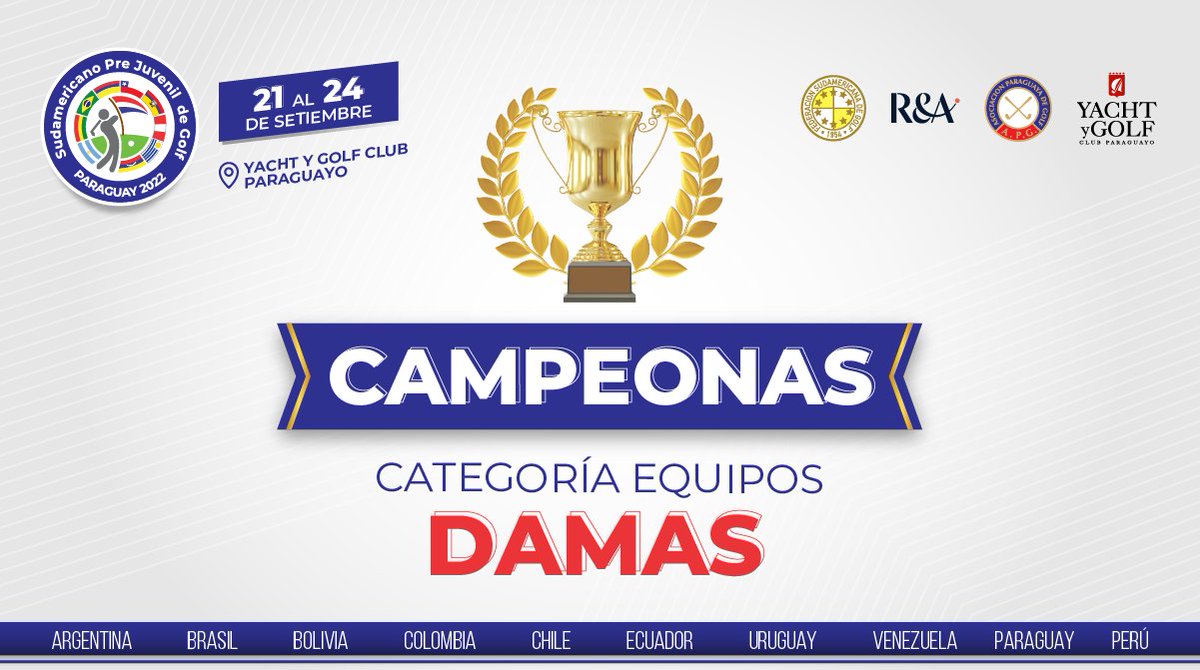 apgolfoficial's tweet photo. #Campeonas 🇵🇪🥇 | Muchas felicidades a Camila Zignaigo, Ariana Urrea y Alexa Vegas quienes se consolidan como campeonas en la categoría de equipos damas en el Campeonato Sudamericano Pre Juvenil de Golf 2022 🏌️‍♂️⛳ https://t.co/gBiETVU2Qb