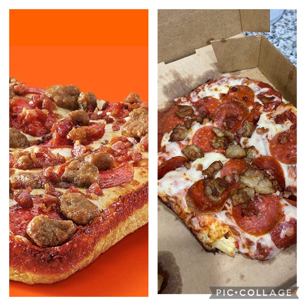 CristenAmelia's tweet photo. What I ordered (left) VS What I got (right) ummm @littlecaesars https://t.co/gNrekOYWRm