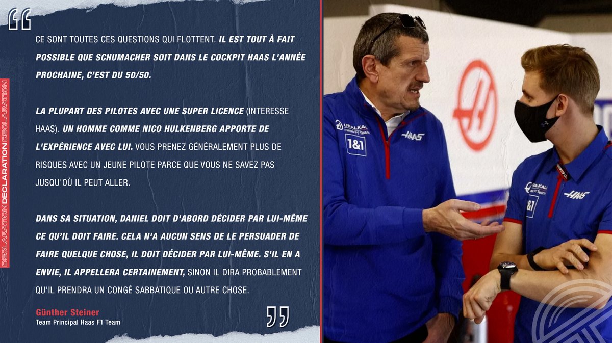 🔴 Pour Günther Steiner, il est "tout à fait possible que Mick Schumacher" soit chez Haas en 2023 mais ne ferme pas la porte à un pilote d'expérience tel que Nico Hulkenberg.

🎙️ "La plupart des pilotes avec une super licence (intéresse Haas)."

(🗞️ #RTLde)

#F1