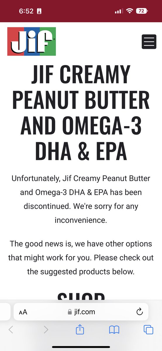 _chrisgambrell's tweet photo. @Jif it’s omega3 or nada. Trying to balance omega3 and omega6. Please bring it back. https://t.co/2q7uEqtkW2
