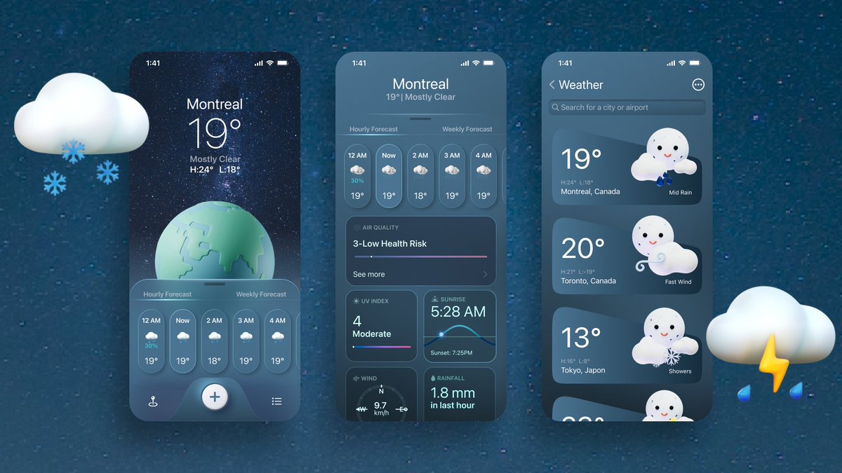 Creative_Sprks's tweet photo. Weather app UI Design Concept 🌧️
Need a quality design contact me here:
https://t.co/wXpmNMf7bL
#weather  #WeatherApp #weatherappdesign #mobileappdesign  #appdesign #uidesigner  #appdesigner #uiux #uiuxdesigns #uxdesign #success #creative #business  #freelancegraphicdesigner https://t.co/gjLmtVfZ6x