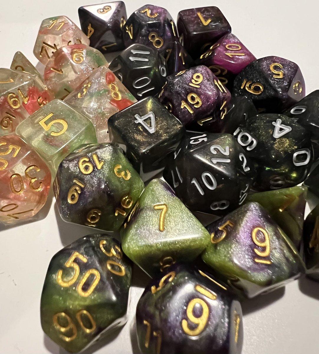 JDogTheJester's tweet photo. Spooky month is nearly here and some delightfully spooky dice have appeared from the mists! Wonderful sets this month from @TabletopLoot. The collection of spooky dice grows muahahah #LootTroupe https://t.co/meFBjjEVDM