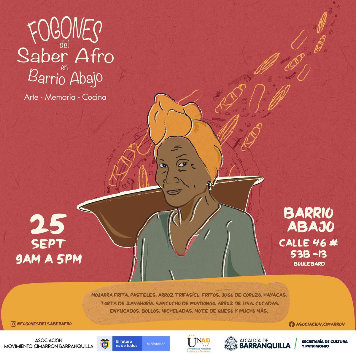 alcaldiabquilla's tweet photo. 🥘 Este domingo Barrio Abajo se viste de sabor y cultura 

🤩 Disfruta de la gran variedad que trae la cocina tradicional afro para ti y deléitate con la mejor sazón. 

📍Calle 46 #53B-13 - Barrio Abajo
⏰ 9:00 a.m https://t.co/MYTWiGlv0F