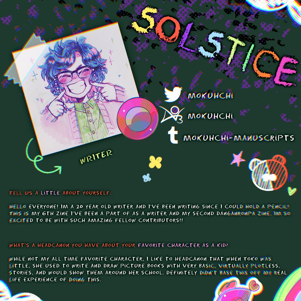 LilWondersZine's tweet photo. [🍊CONTRIBUTOR SPOTLIGHTS🍊]

As for the last of our writers, meet Solstice! With a writing style as experienced as his, we can guarantee you will love Solstice's work!💖🌈⭐️

⭐️TWT: @mokuhchi 
⭐️AO3: @/mokuhchi
⭐️TUMBLR: @/mokuhchi-manuscripts https://t.co/Gm7htyCuf8