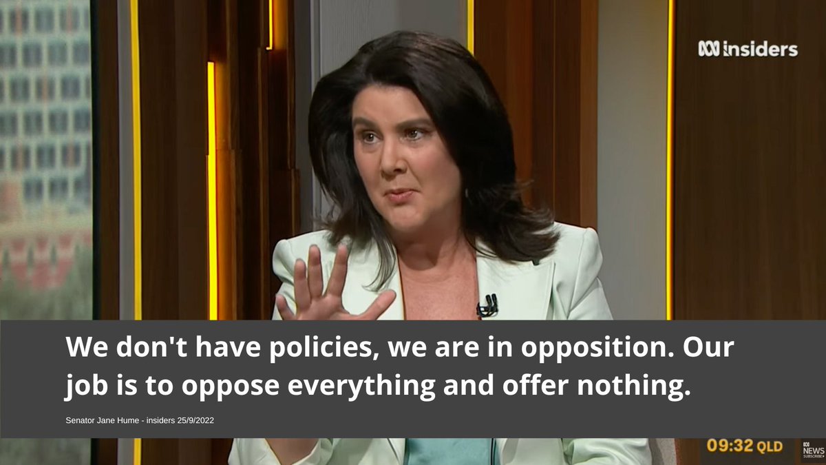 wheredidgogogo's tweet photo. We don't have policies, we are in opposition. Our job is to oppose everything and offer nothing. @SenatorHume #insiders https://t.co/4g0rrgowcI