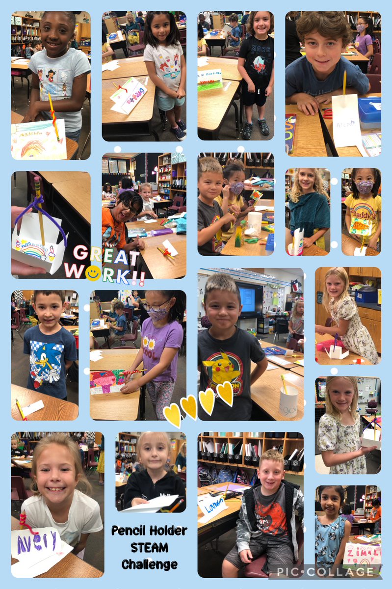 bryanandshelli's tweet photo. Clementines master the STEAM name tag pencil holder challenge. ⁦@BakerElem⁩ #bakerbettertogether https://t.co/c1GA1mFE44