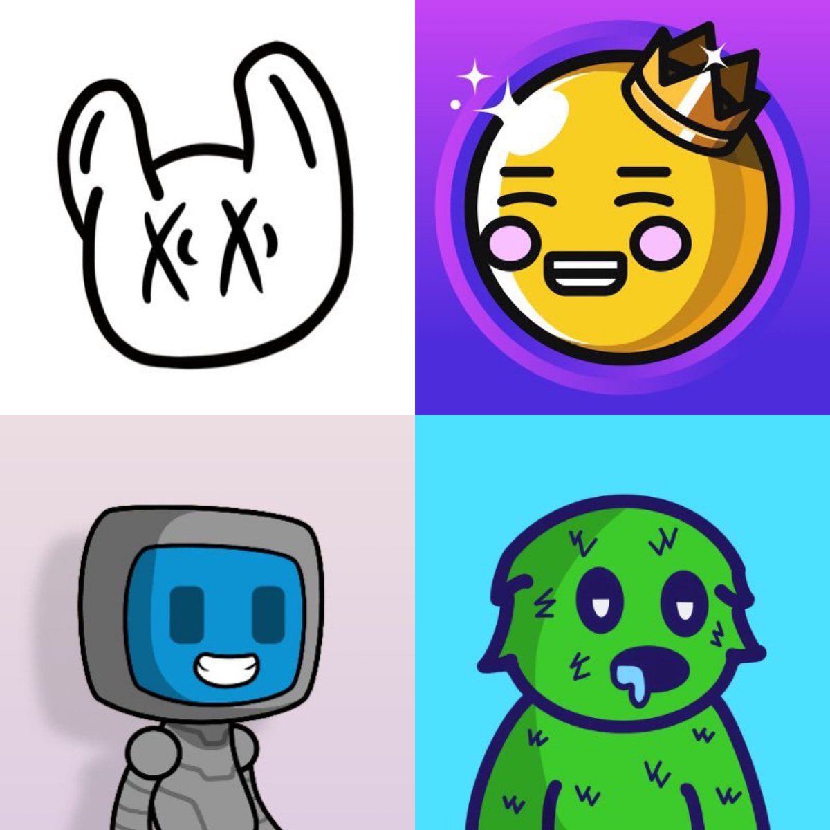 I’ve made a collage of the most welcoming and best NFT Community’s to be a apart of.
<a href="/SpaceRiders_NFT/">Space Riders</a> 🚀
<a href="/M33NJi/">Menji</a> 💜
@robofrens 🤖
<a href="/TheGhilliesNFT/">Ghillies</a> 💚