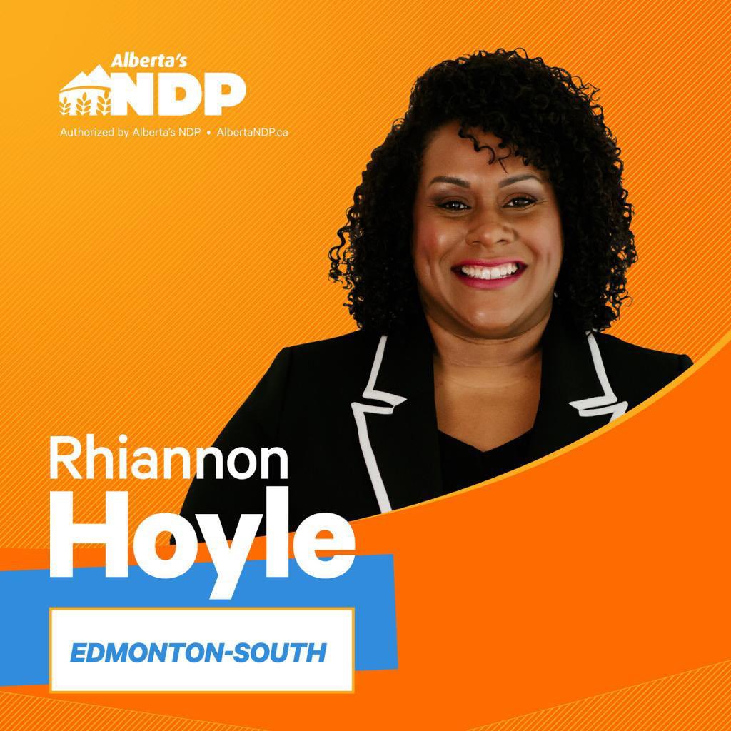 RachelNotley's tweet photo. What an incredible day for our growing team! Our second nominated candidate this Saturday is community service expert and longtime advocate Rhiannon Hoyle @RhiHoyleYEG who will be the NDP candidate in Edmonton-South! #ableg #yeg https://t.co/aENk9xpjp7