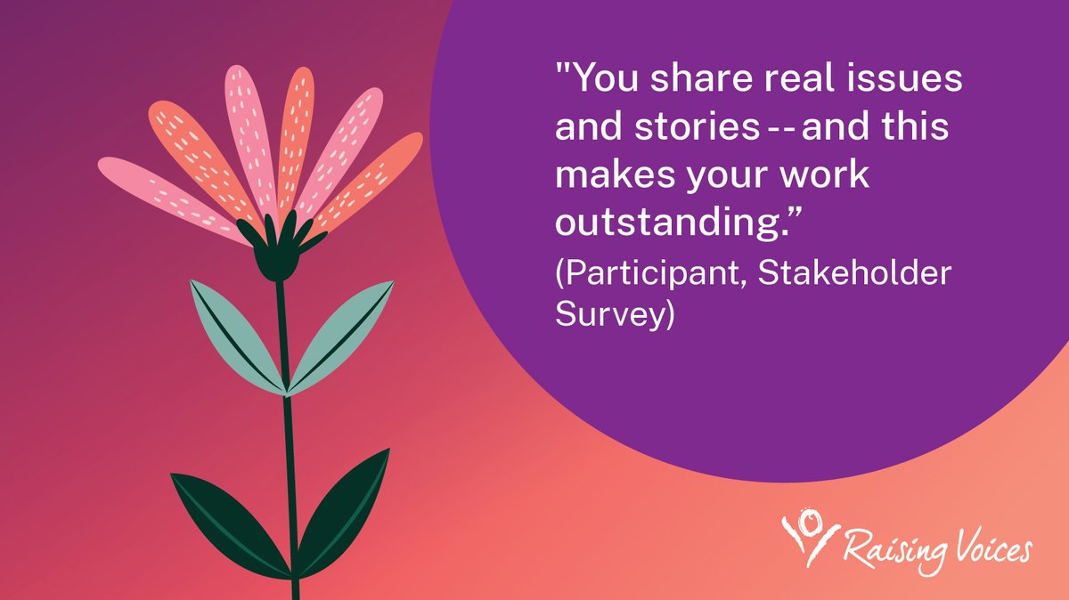 RaisingVoices's tweet photo. 📢In our June #StakeholderSurvey, we asked if you were accessing, reading &amp; sharing our resources

While we have more work to do, many said what we create is helpful for programming.

Resources: https://t.co/WQzcrGOdiD

#ShareBackFindings

Access findings: https://t.co/VnCzzMnPAj https://t.co/lxzwfSzvM1