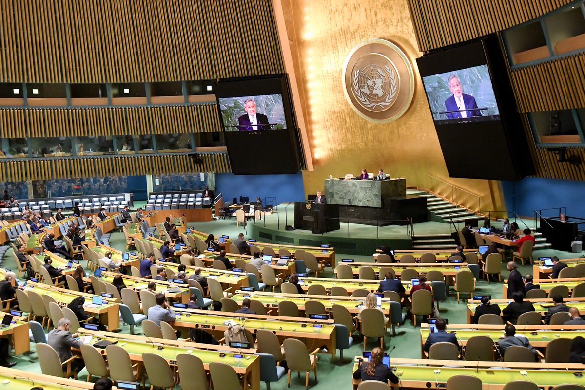 MFAThai's tweet photo. (1/3) DPM/FM delivered Thailand’s statement @ #UNGA77 highlighting the urgent need to strengthen multilateral action to address current global crisis both from nature and man made, including food crisis, pandemic, conflicts - keep global supply chain open, https://t.co/GSy8rkr6xp