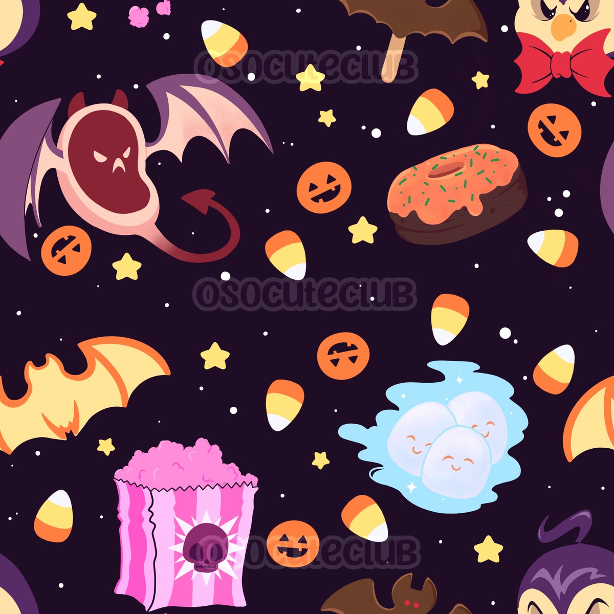 halloween doughnut bat (animal) closed eyes food star (symbol) pumpkin  illustration images