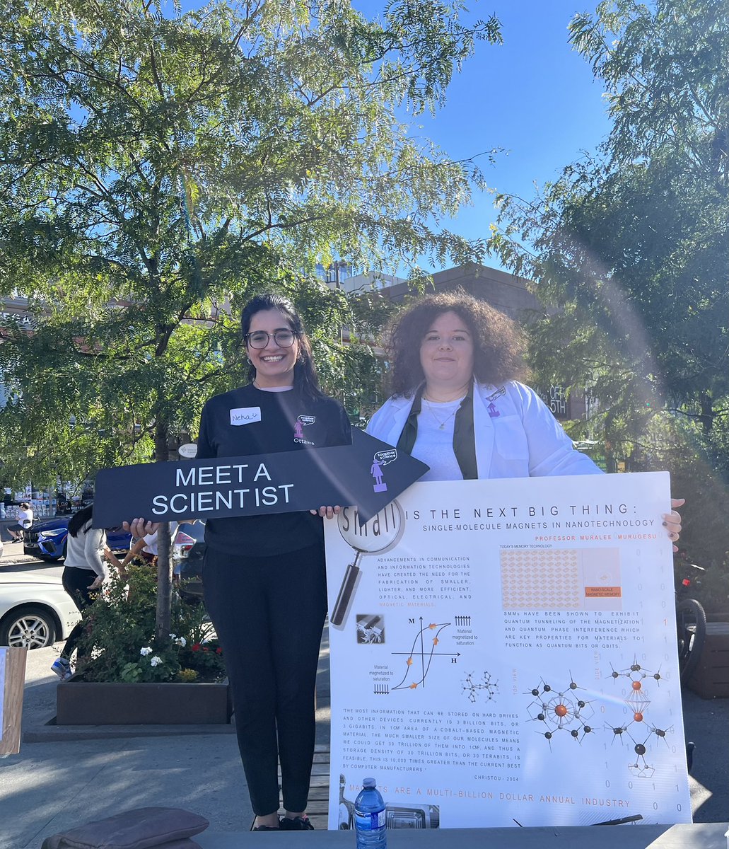 It was an amazing experience to participate in @SoapboxOTT. It was wonderful to meet all the female scientists. Proudly presenting the poster by @m_murugesu with my colleague @niki_mavragani who gave an enlightening talk on magnetism today.