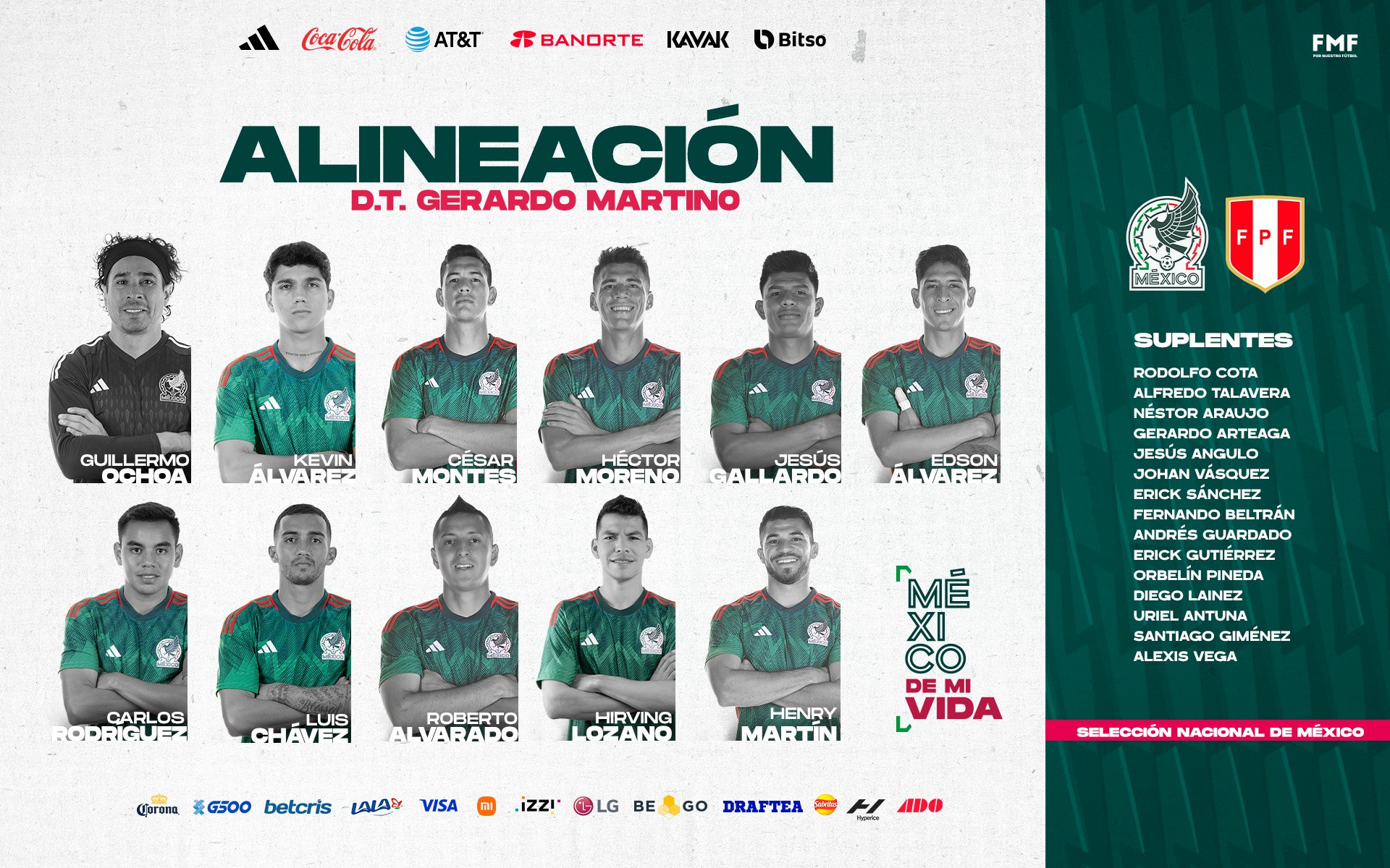 Alineación de México vs. Perú