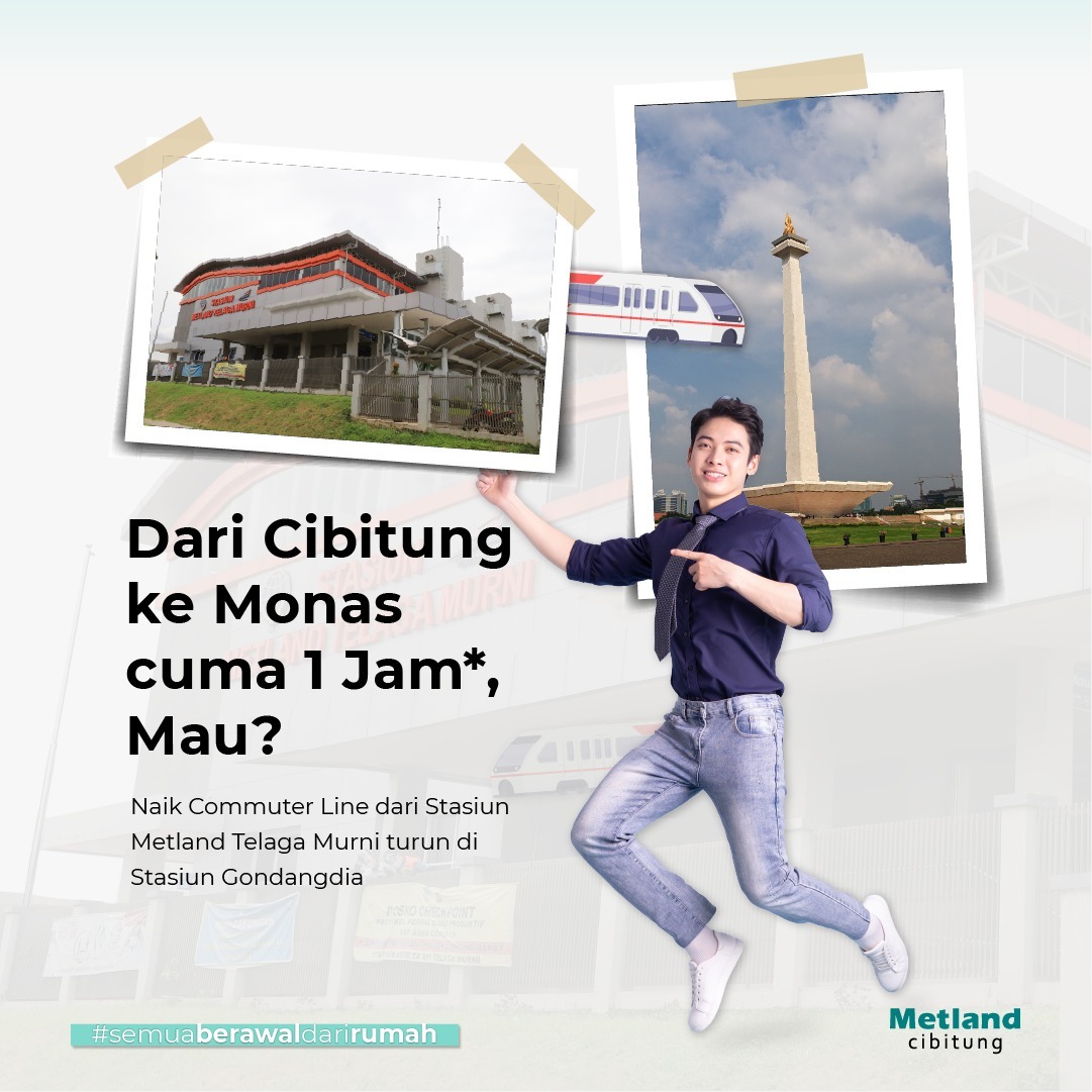 metlandcibi's tweet photo. Jika kamu tinggal di Metland Cibitung mau jalan-jalan ke Monas di pusat kota Jakarta, kamu hanya perlu naik Commuter Line dari dalam Perumahan yaitu dari Stasiun Metland Telaga Murni, nanti turunnya di Stasiun Gondangdia. 

Mudah, cepat, hemat, pasti on-time! https://t.co/3ZxX87Fyiu