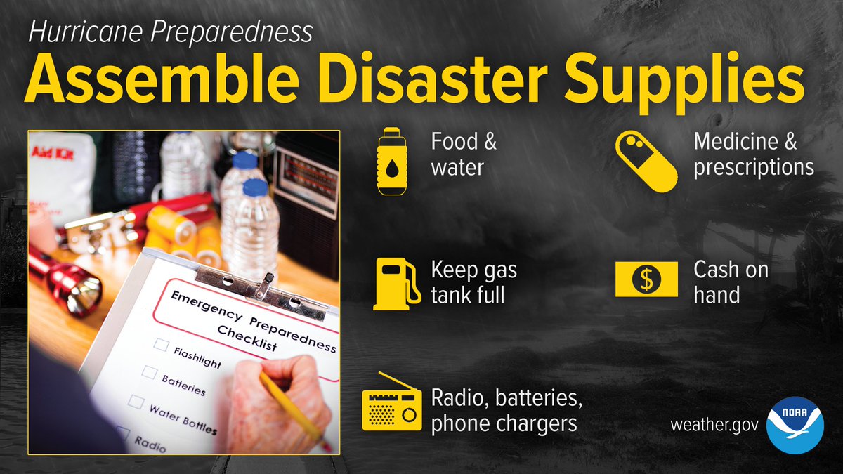 NWSRaleigh's tweet photo. With the potential for Ian to impact central NC late next week, now is a great time to think about assembling disaster supplies. This preparedness is beneficial throughout the year, regardless of potential hurricane impacts. #NCwx https://t.co/hb6E9rA4K8