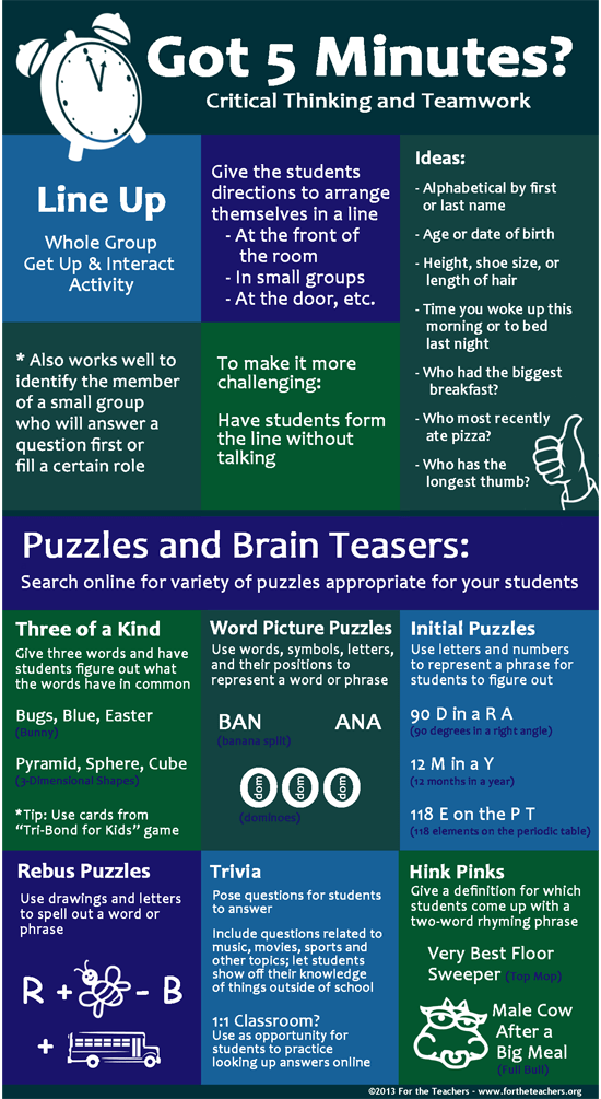TCEA's tweet photo. Got 5 minutes? Add in some practical thinking and teamwork.

https://t.co/J828Mooqnh via @fortheteachers  
#skillbuilding #learning #k12 #teachertwitter https://t.co/JXRAaxCBDr