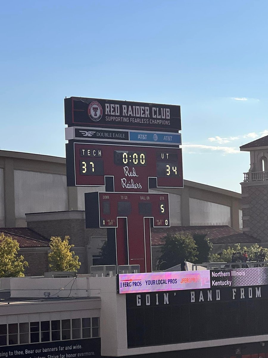 dsphotoscapes's tweet photo. Now I don’t care if Texas Tech Football ever plays that school in Austin ever again. 
#ScoreboardFOREVER. https://t.co/TeOHts2Q0l